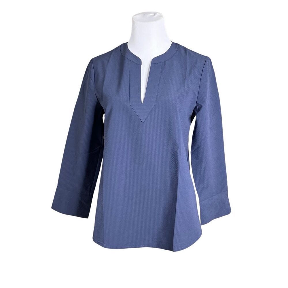 Vineyard Vines Performance‎ Textured Tunic Top Blue XS Boho Chic Bohemian Blouse